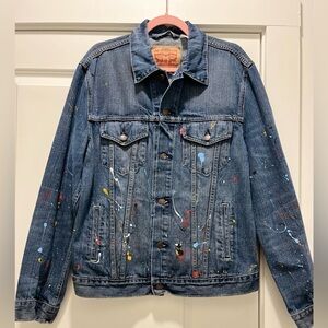 Vintage Jacket 80s Levi’s Trucker Denim Handpainted Paint Splatter Jean Jacket M